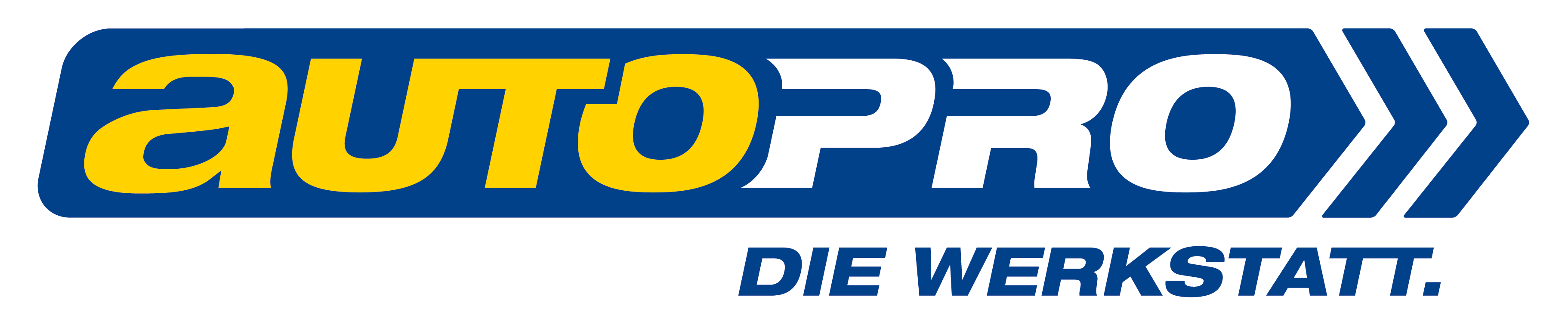 Logo von "AutoPro – Die Werkstatt" in blau-gelber Schrift auf weißem Hintergrund.